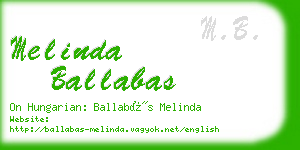 melinda ballabas business card